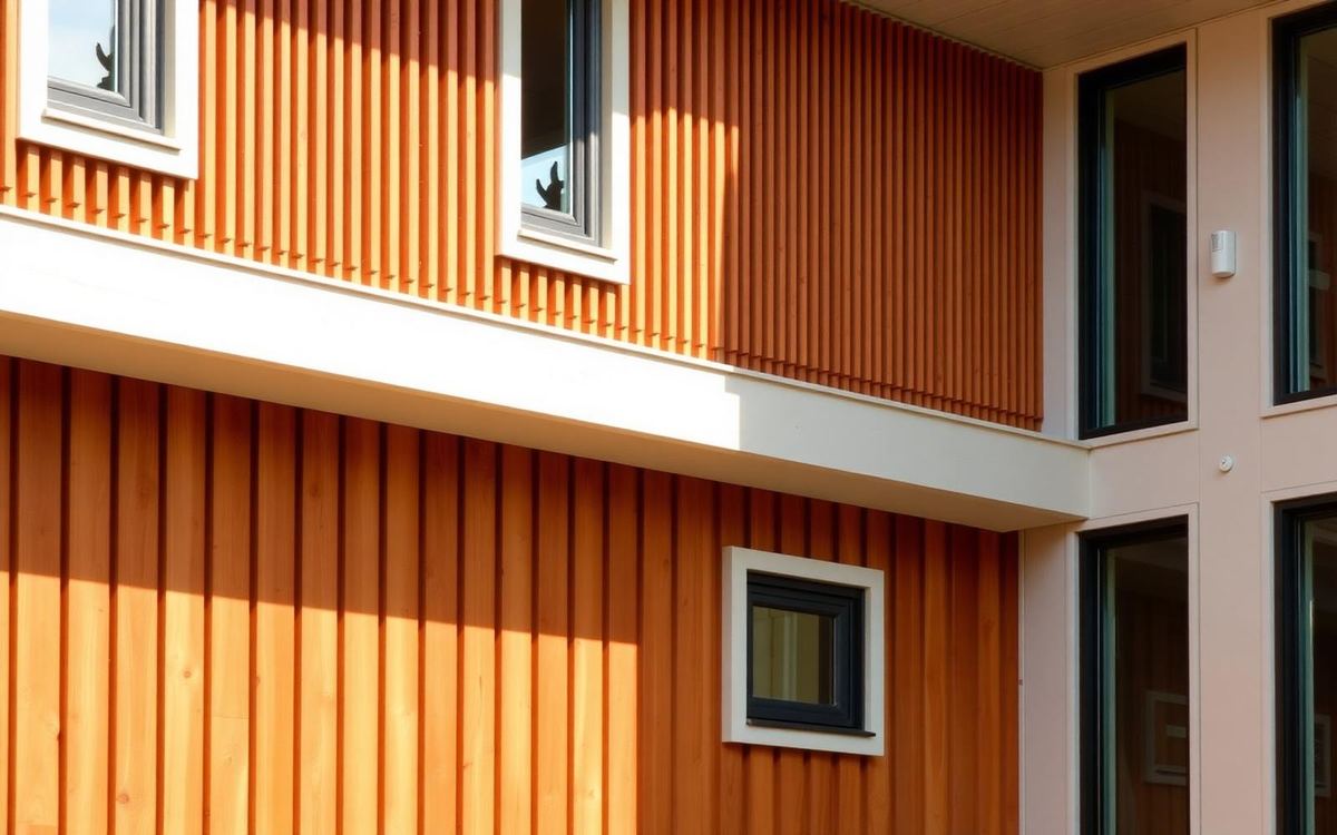 Bardage claire-voie — Soignies — Façade en red cedar à claire-voie vertical