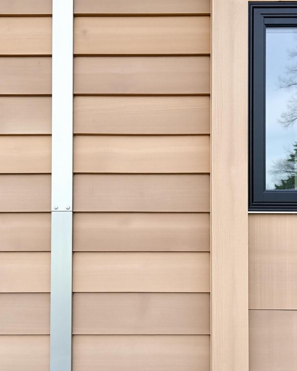 Bardage mixte douglas — Binche — Bardage horizontal en douglas avec finition zinc